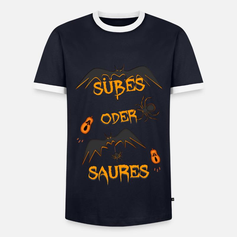 Süßes oder Saures - Männer Kontrast-T-Shirt - Navy/Weiß