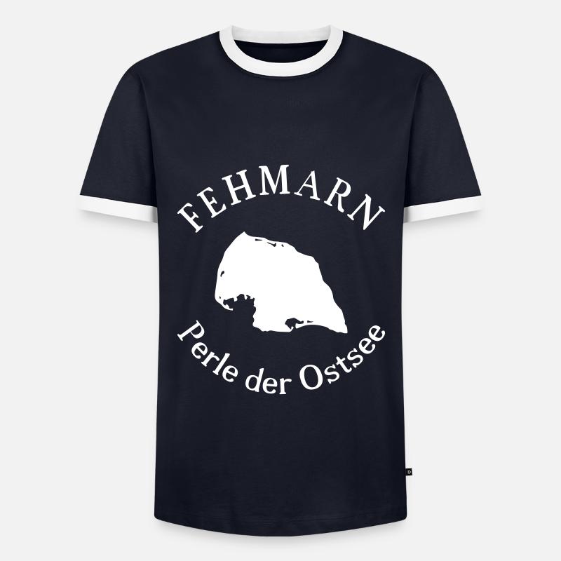 Fehmarn - Männer Kontrast-T-Shirt - Navy/Weiß 