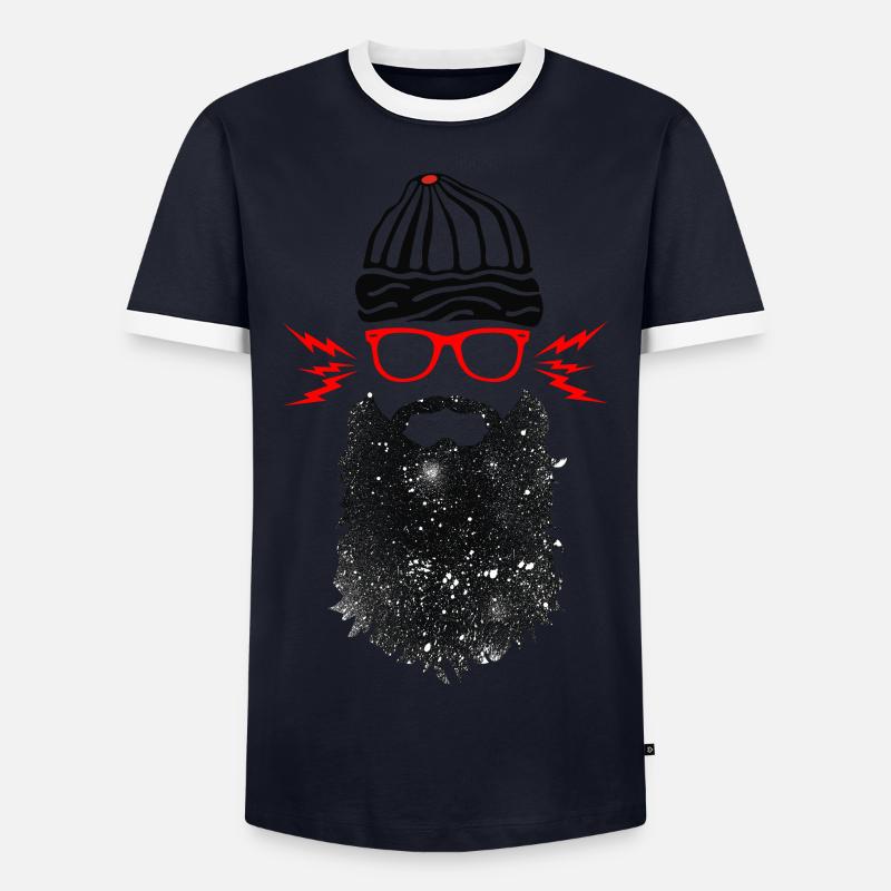 Nerd Beard Glasses - Men's Ringer Shirt - navy/white 