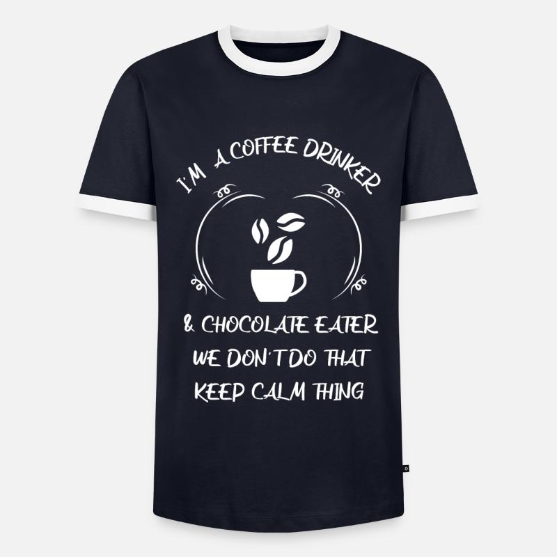 Kaffee Espresso Käffchen & Schokolade - Männer Kontrast-T-Shirt - Navy/Weiß 