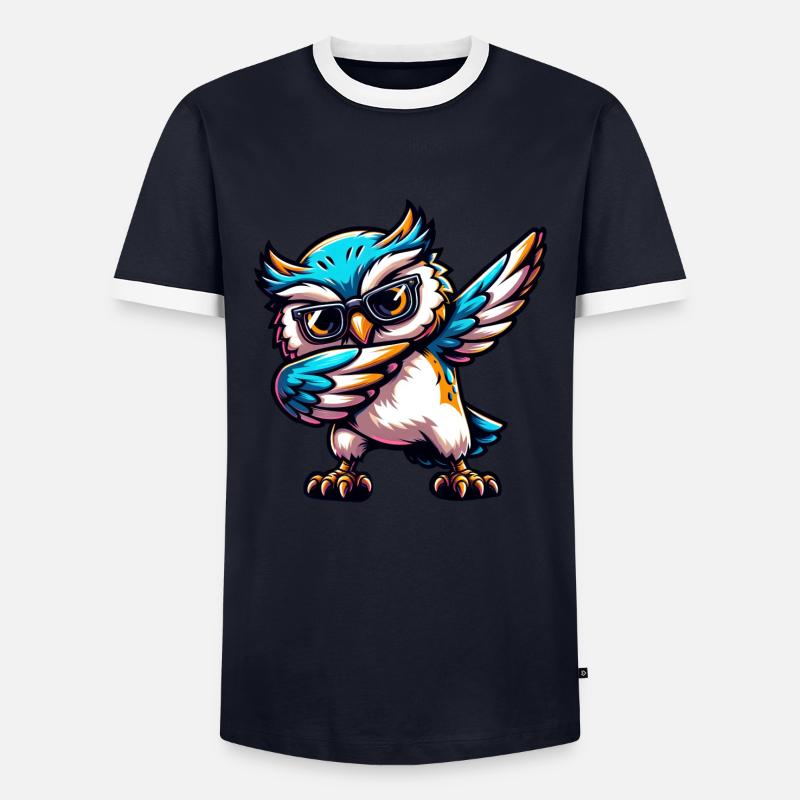 Coole Eule Dabbing Comic Süß - Männer Kontrast-T-Shirt - Navy/Weiß