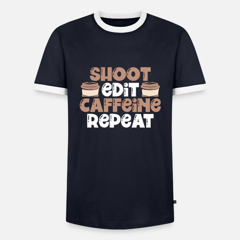 Shooting Edit Caffeine Coffee - Men's Ringer Shirt - navy/white 