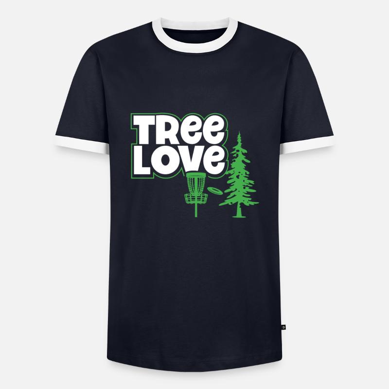 Discgolf Baumliebe - Männer Kontrast-T-Shirt - Navy/Weiß