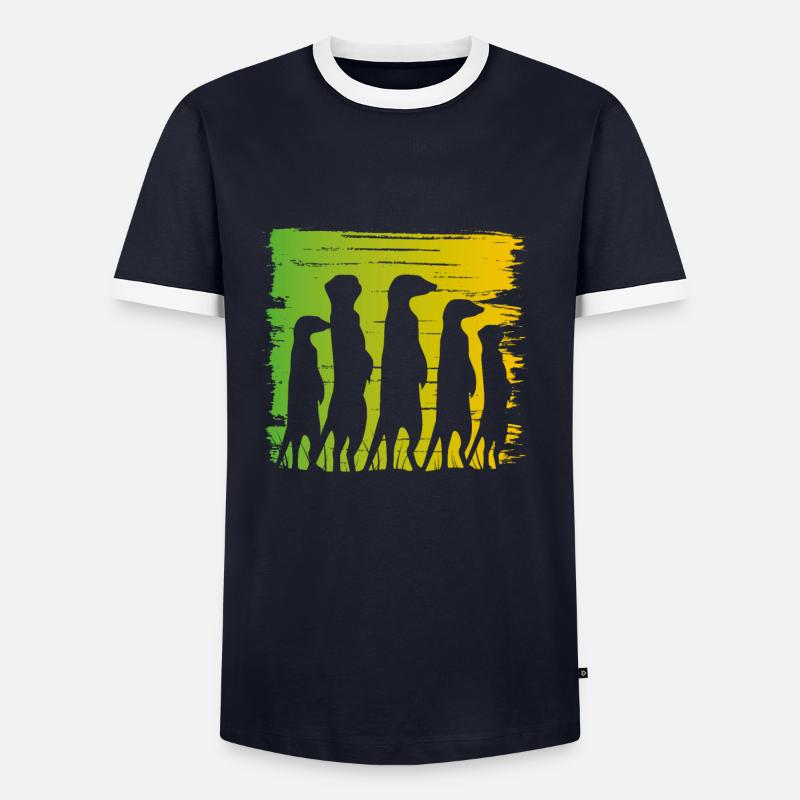 Grüne Erdmännchen - Männer Kontrast-T-Shirt - Navy/Weiß