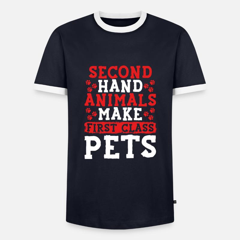 Make first-class pets - Men's Ringer Shirt - navy/white 