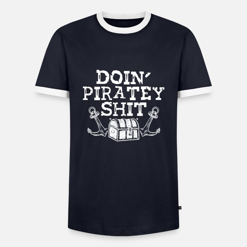 Make pirate - Men's Ringer Shirt - navy/white 