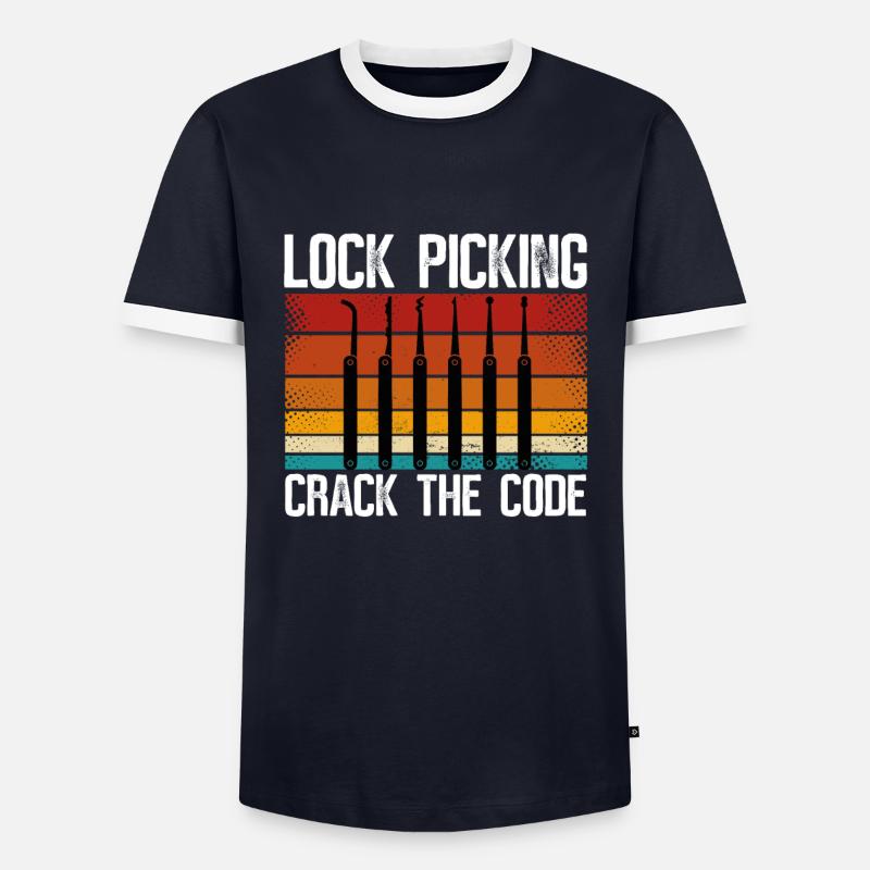 Lockpicking cracks the code - Men's Ringer Shirt - navy/white 