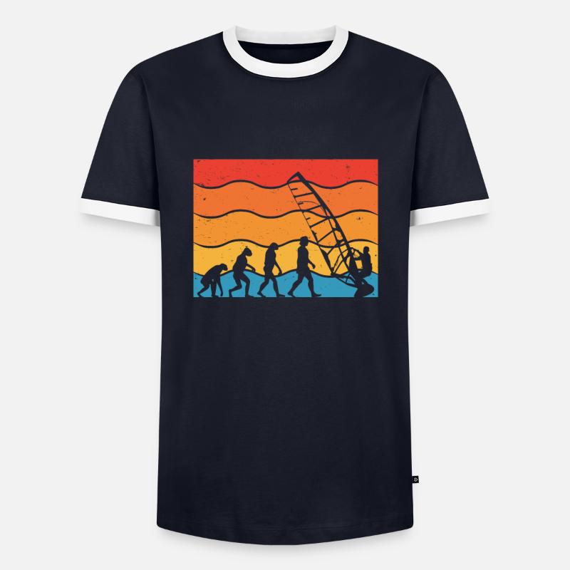 Evolution of the windsurfer - Men's Ringer Shirt - navy/white 