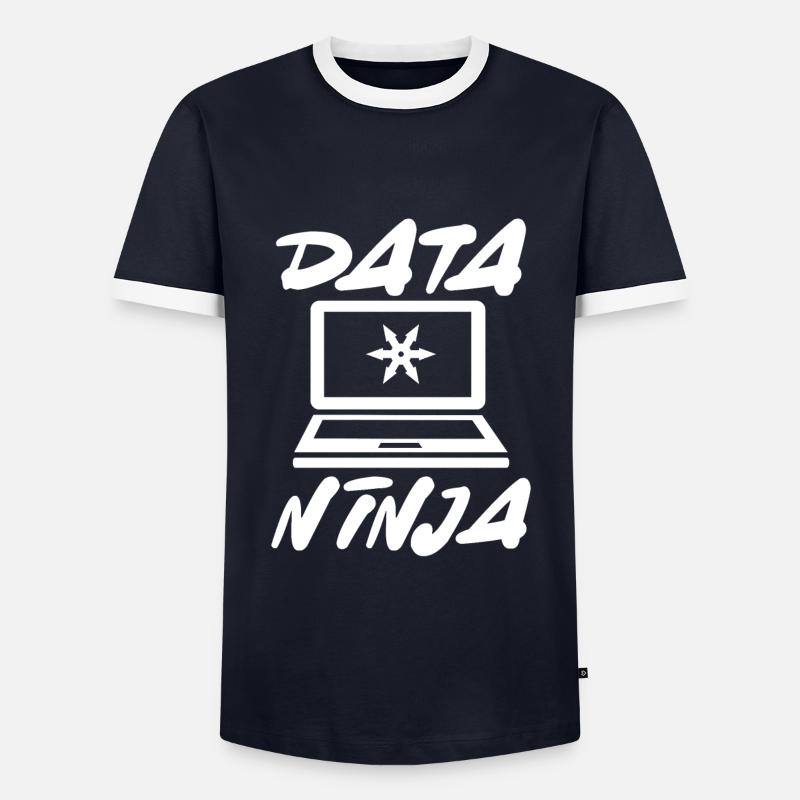 Data ninja star - Men's Ringer Shirt - navy/white 