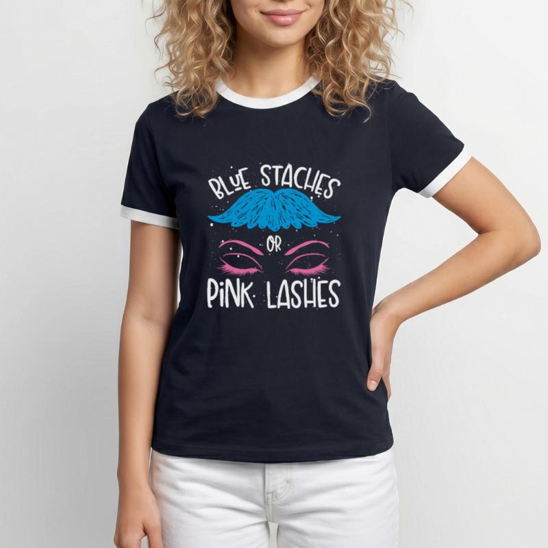 Blaue Stäbe Oder Rosa Wimpern Männer Kontrast-T-Shirt