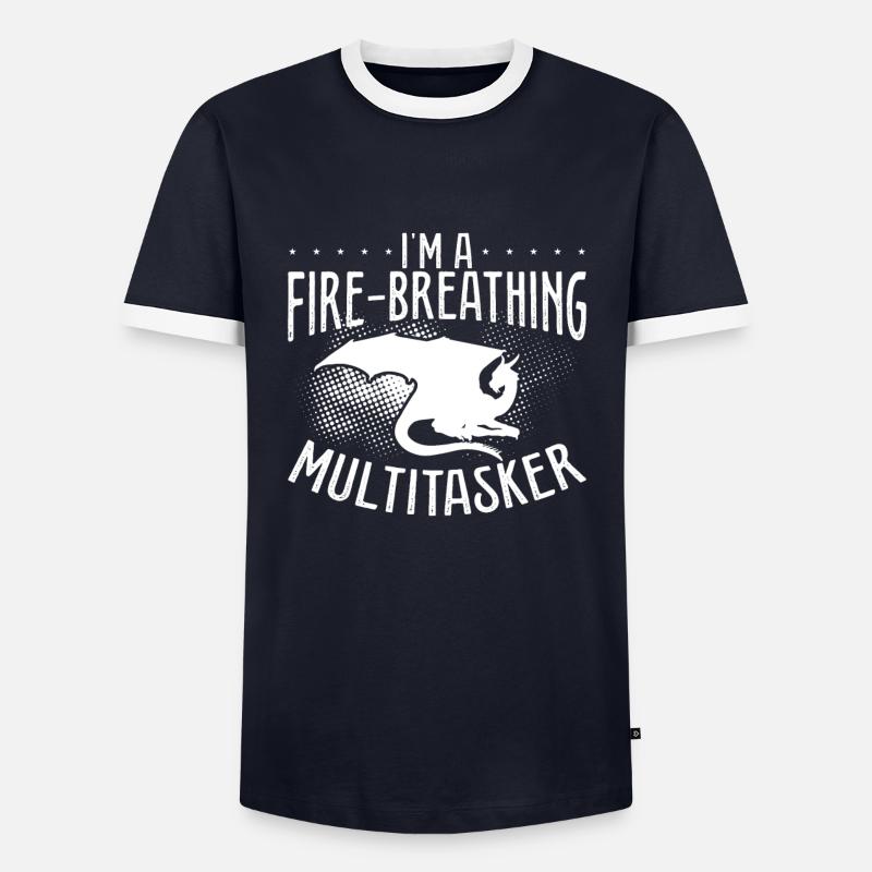 Ich Bin Ein Feuerspeiender Multitasker - Männer Kontrast-T-Shirt - Navy/Weiß