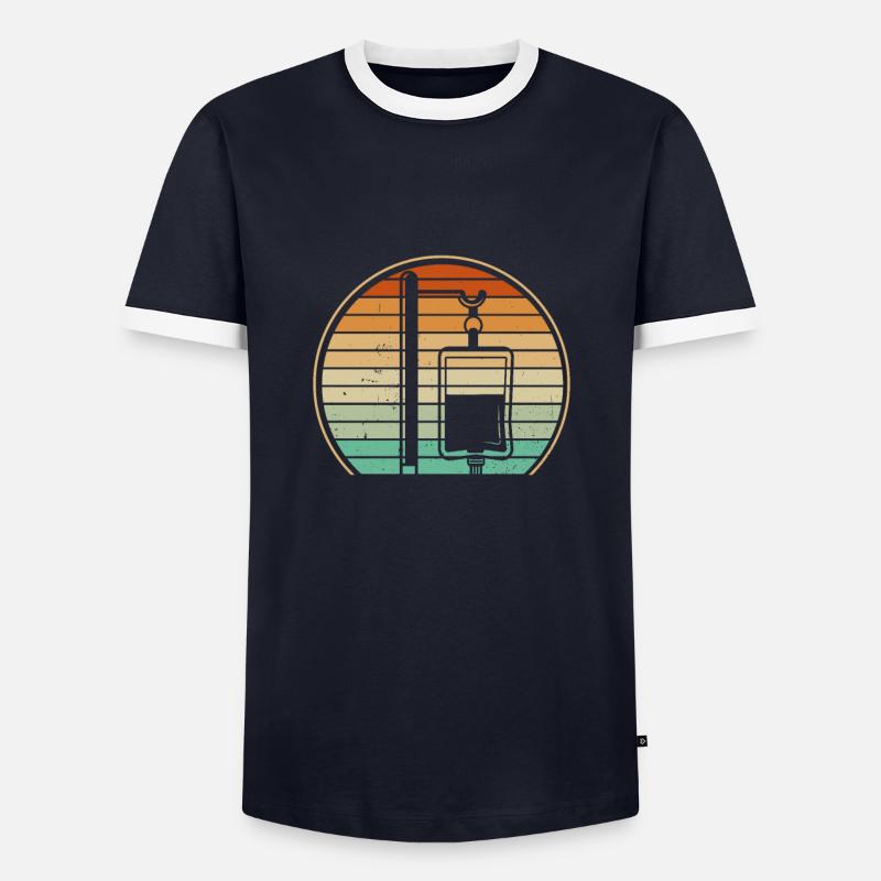 Blutbeutel Retro - Männer Kontrast-T-Shirt - Navy/Weiß