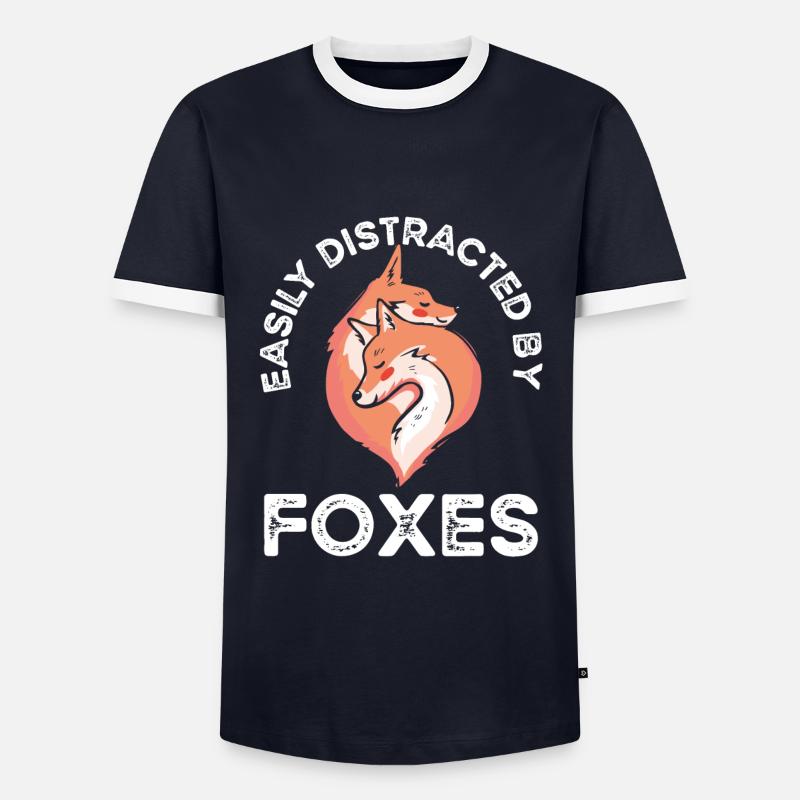 Easily distracted by foxes - Men's Ringer Shirt - navy/white 