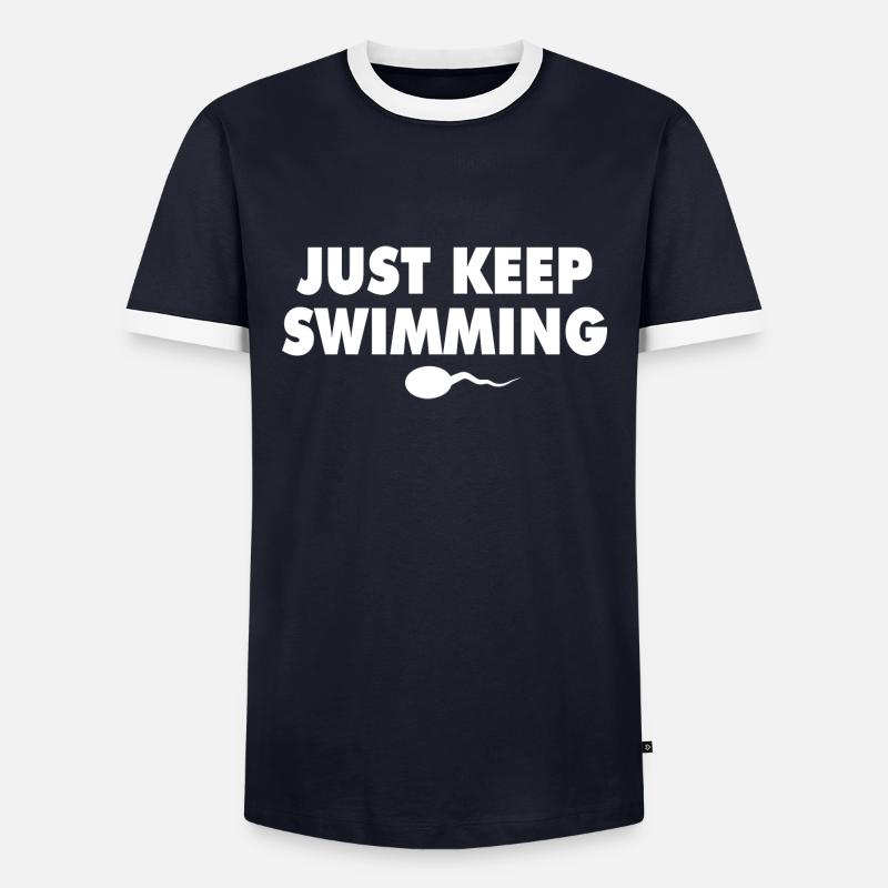 Continuez simplement à nager - T-shirt contrasté Homme - marine/blanc