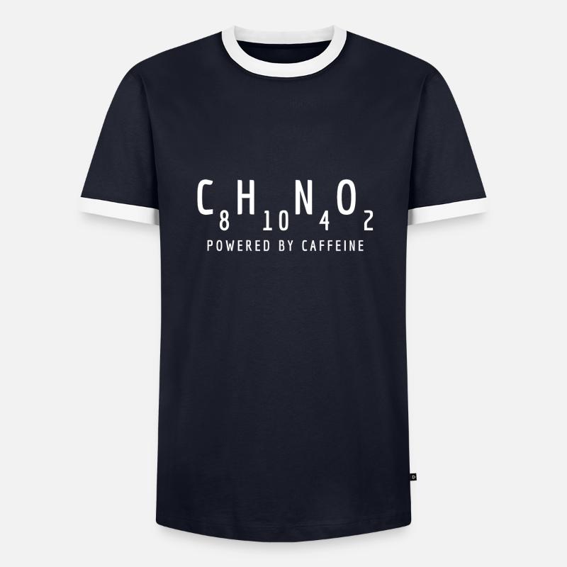 Powered by Caffeine: C8H10N4O2 - Men's Ringer Shirt - navy/white 