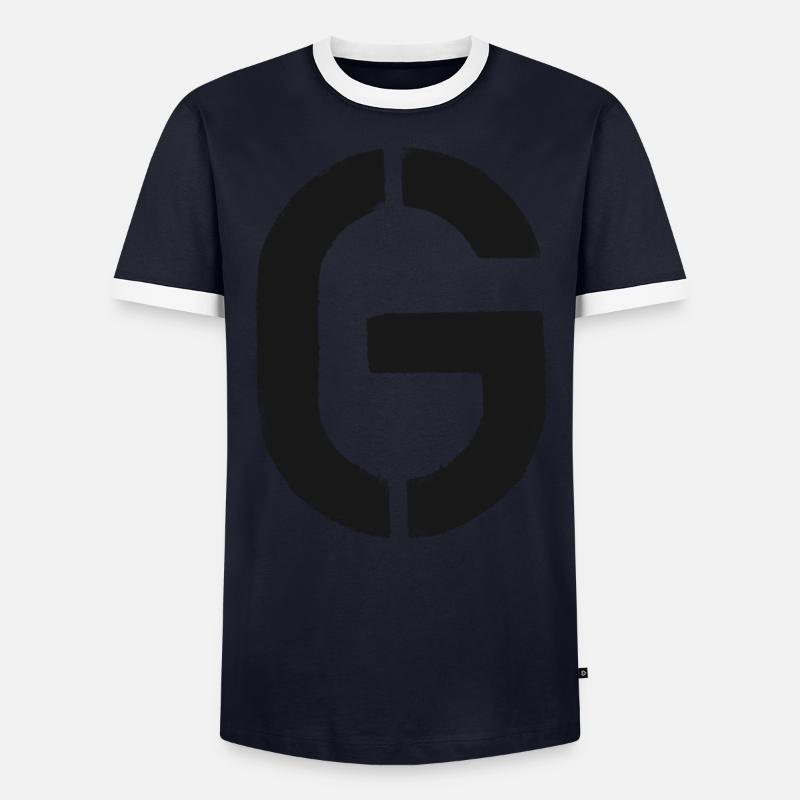G - Schablone / Buchstabe - Männer Kontrast-T-Shirt - Navy/Weiß 