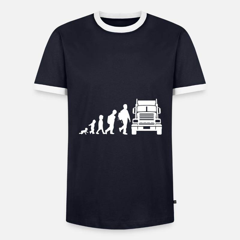 Trucker Evolution - Men's Ringer Shirt - navy/white 