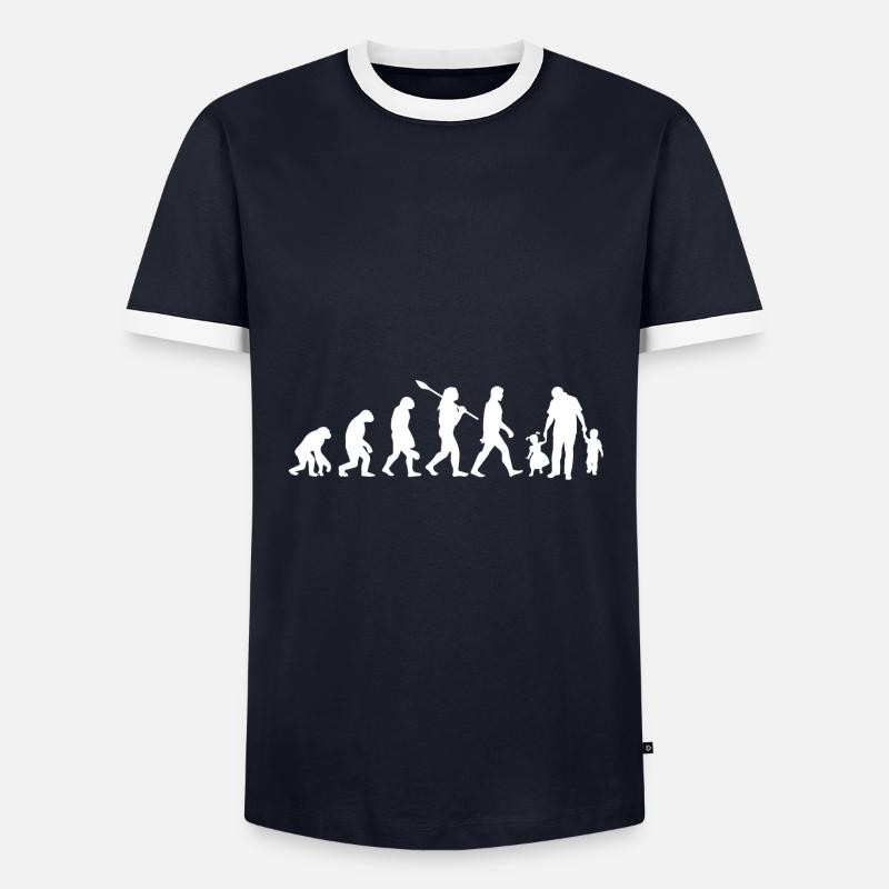 Papa Evolution Kinder Geschenk - Männer Kontrast-T-Shirt - Navy/Weiß 