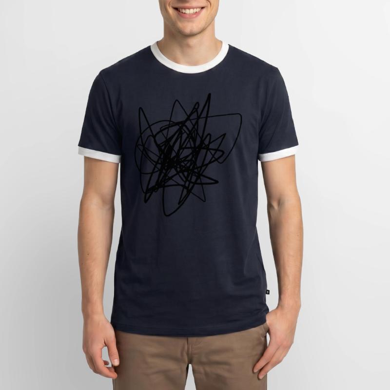 Scribbled chaotic strokes pattern Men's Ringer Shirt