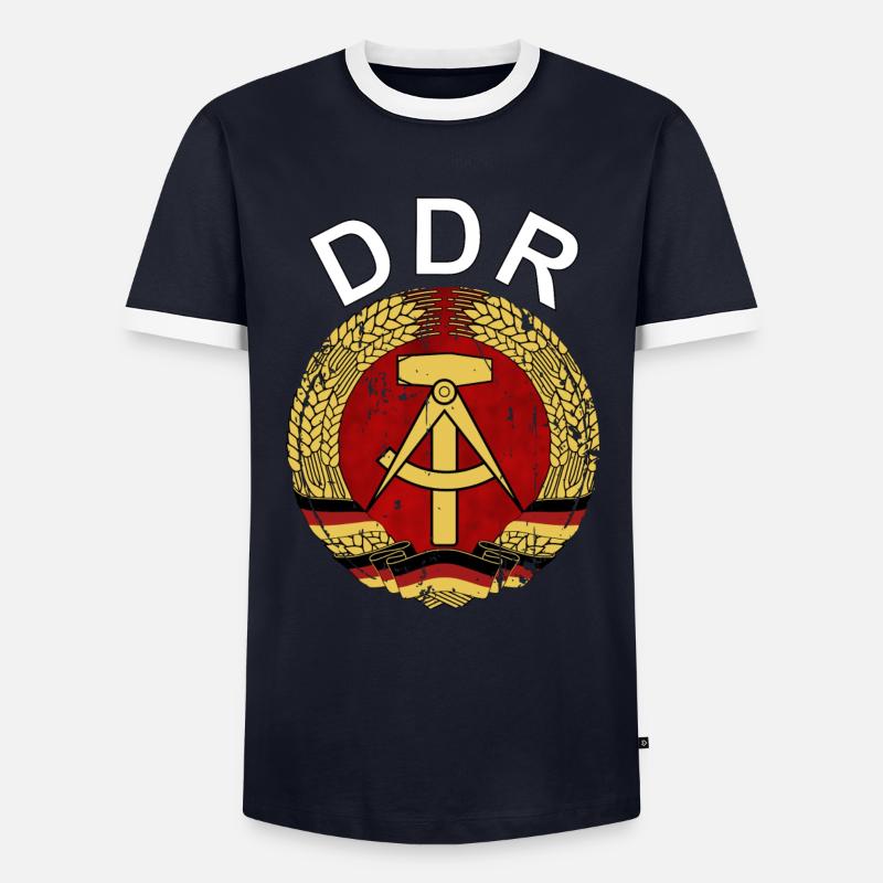 DDR Logo Retro - Männer Kontrast-T-Shirt - Navy/Weiß
