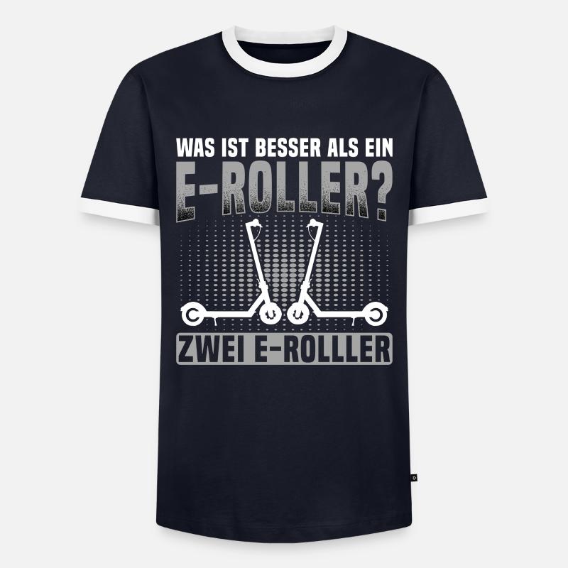 E-Roller Elektroroller - Männer Kontrast-T-Shirt - Navy/Weiß 