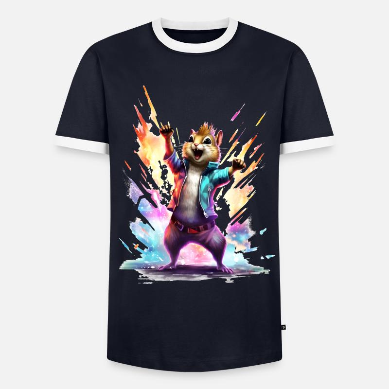 Party Eichhörnchen - Männer Kontrast-T-Shirt - Navy/Weiß