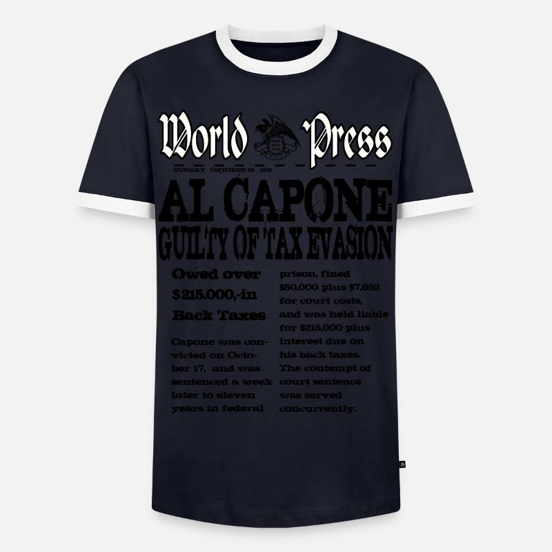 Capone - Männer Kontrast-T-Shirt - Navy/Weiß 