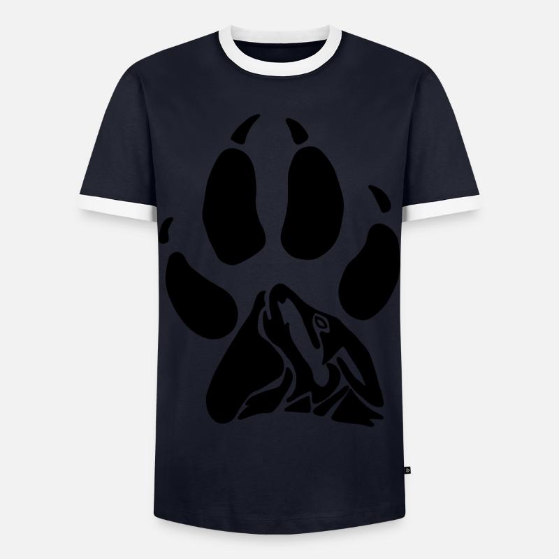 Wolf paw claw howling - Men's Ringer Shirt - navy/white