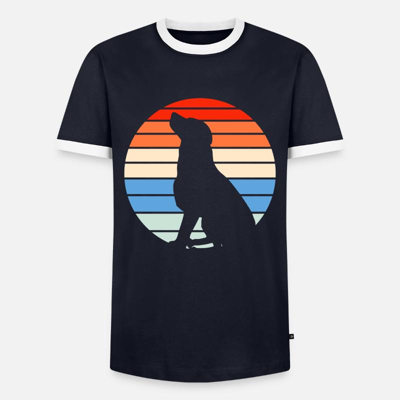 Retro Labrador - Männer Kontrast-T-Shirt - Navy/Weiß