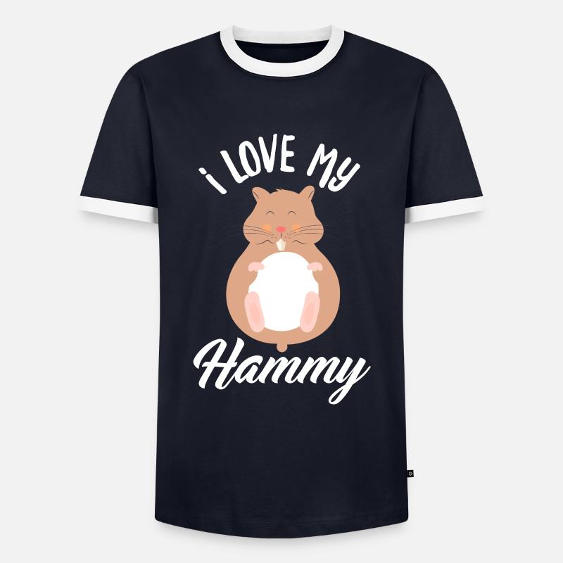 Funny Hamster Gift - Men's Ringer Shirt - navy/white 