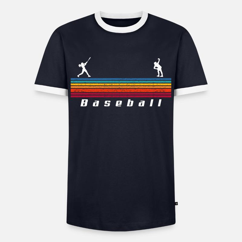 Lustiger Baseball - Männer Kontrast-T-Shirt - Navy/Weiß