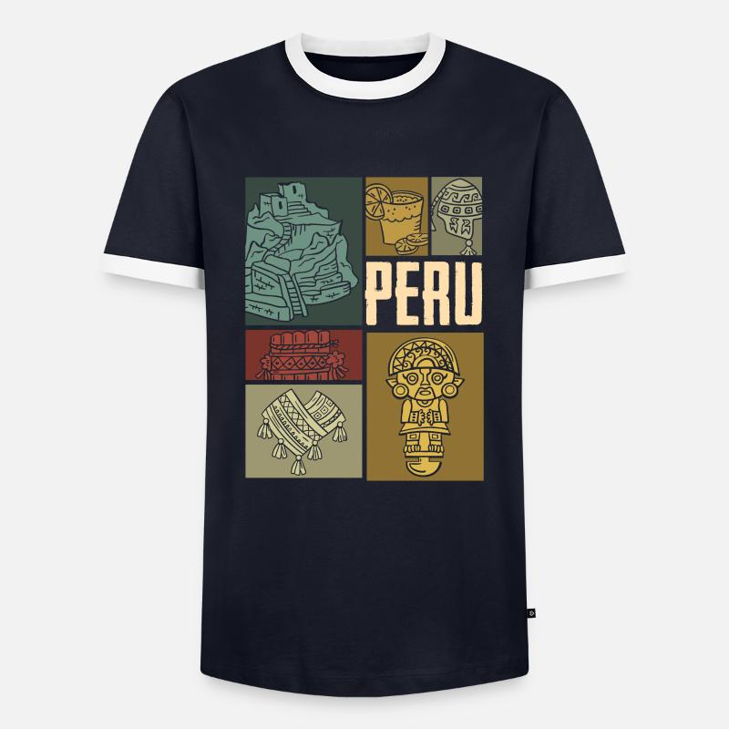 Peru Peruvian Gift - Men's Ringer Shirt - navy/white 