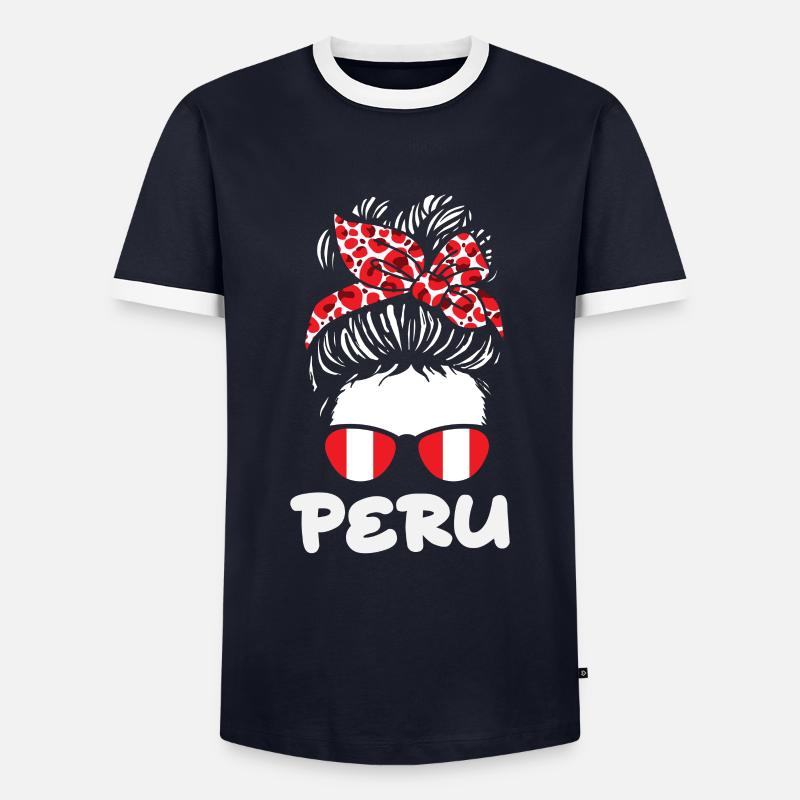 Peru Peruaner Geschenk - Männer Kontrast-T-Shirt - Navy/Weiß