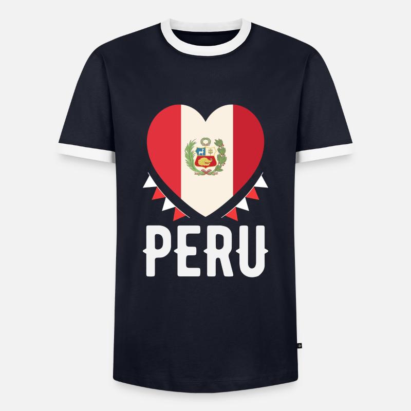 Peru Peruvian Gift - Men's Ringer Shirt - navy/white 