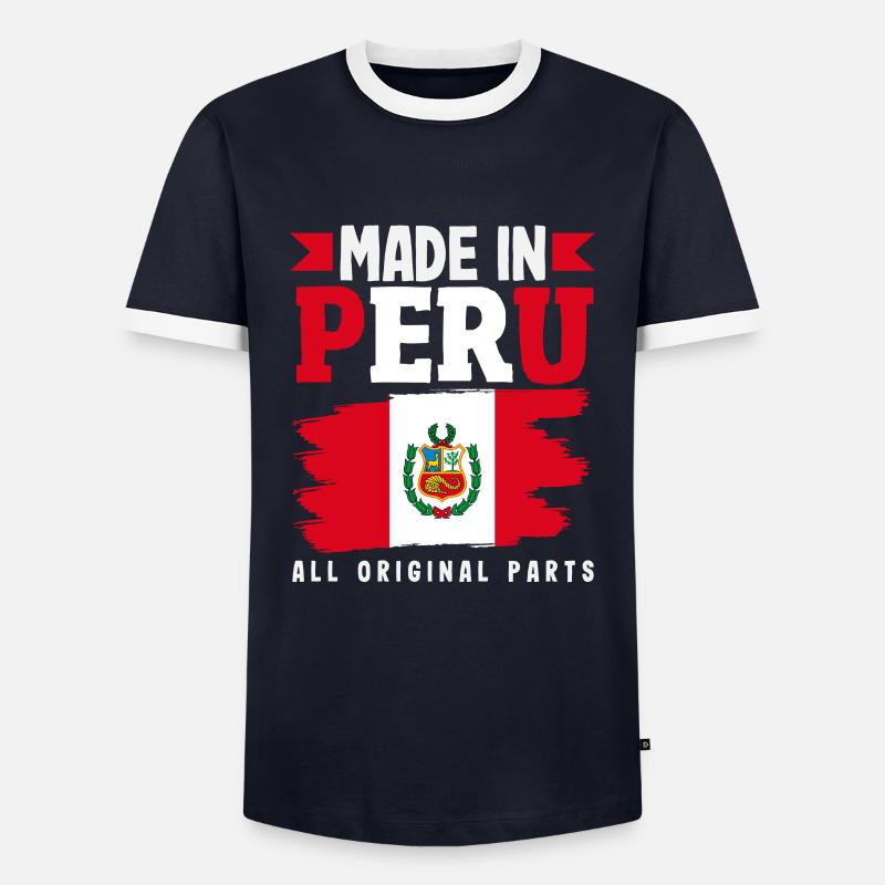 Peru Peruaner Geschenk - Männer Kontrast-T-Shirt - Navy/Weiß 