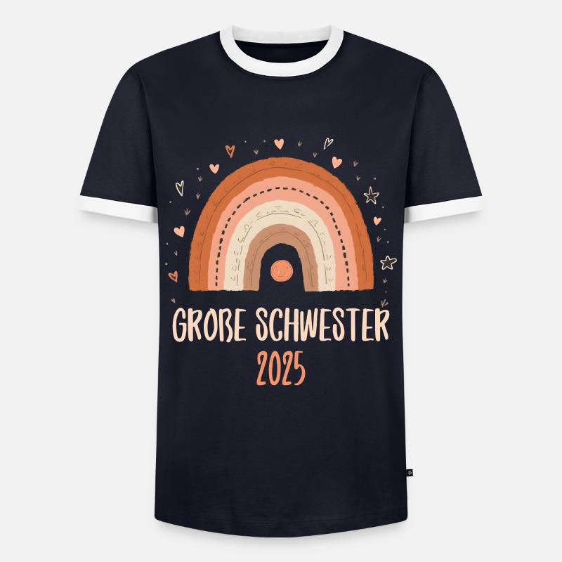 Große Schwester 2025 Regenbogen - Männer Kontrast-T-Shirt - Navy/Weiß 