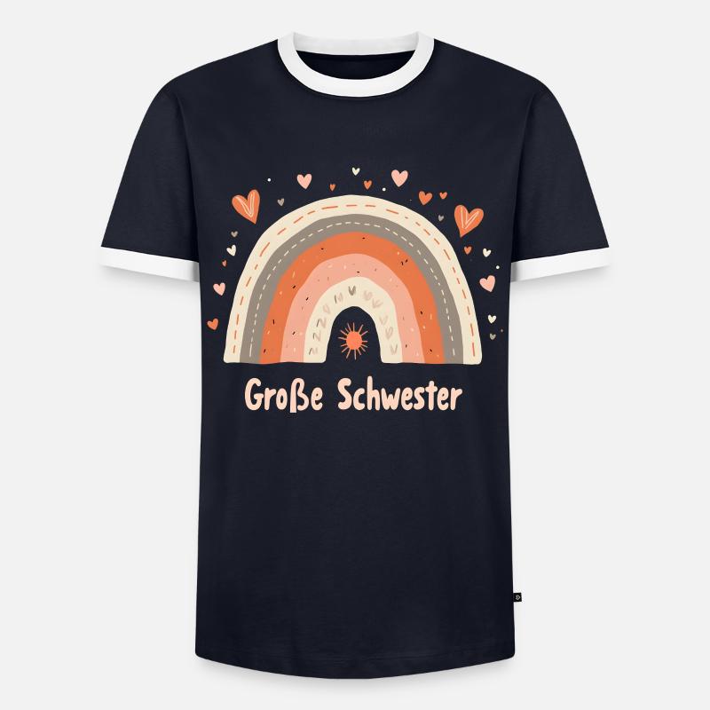 Große Schwester Regenbogen Boho - Männer Kontrast-T-Shirt - Navy/Weiß 