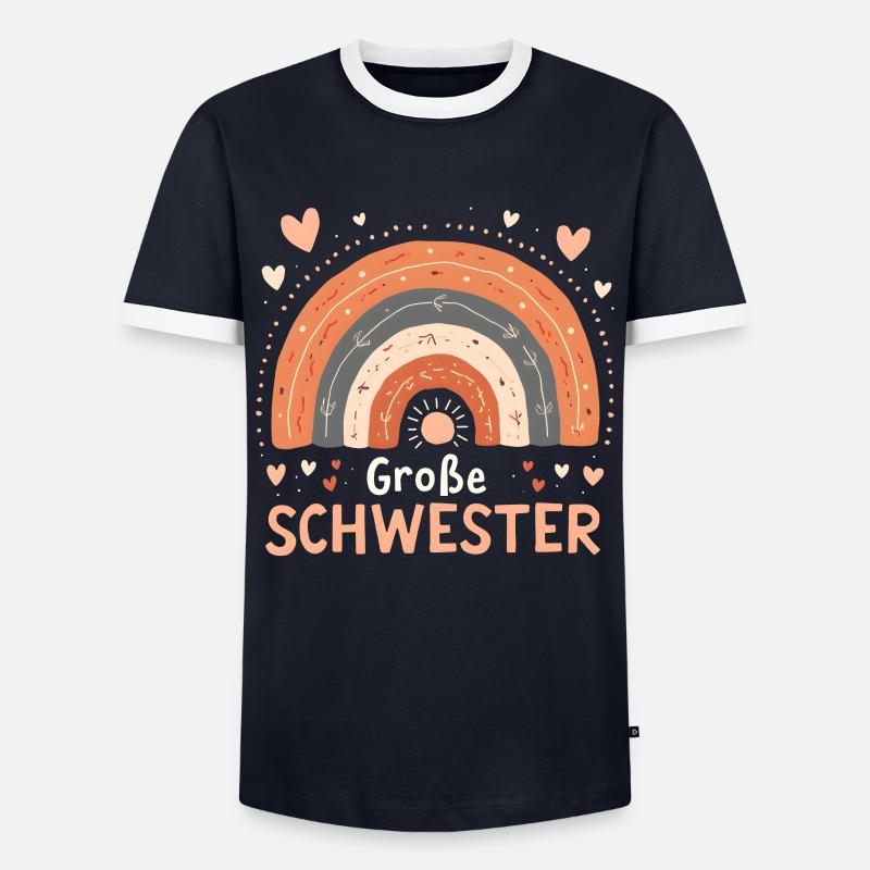 Große Schwester Regenbogen Boho - Männer Kontrast-T-Shirt - Navy/Weiß 