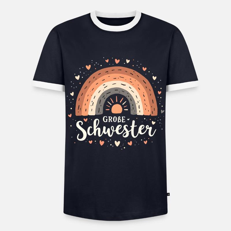 Große Schwester Regenbogen Boho - Männer Kontrast-T-Shirt - Navy/Weiß 