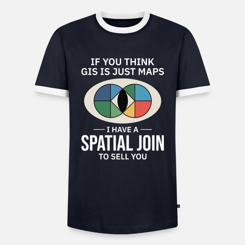 GIS Spatial Join Map Datenanalyse - Männer Kontrast-T-Shirt - Navy/Weiß 