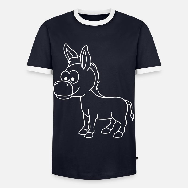 Donkey Comic Animal - Men's Ringer Shirt - navy/white 