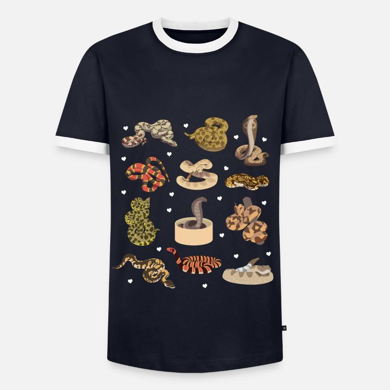 Schlangen - Männer Kontrast-T-Shirt - Navy/Weiß