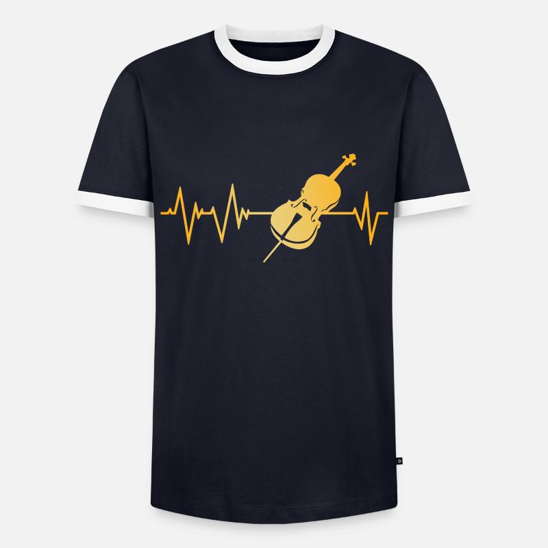 Cello Herzschlag - Männer Kontrast-T-Shirt - Navy/Weiß
