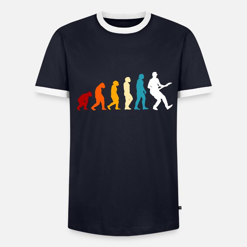 E-Gitarre Evolution - Männer Kontrast-T-Shirt - Navy/Weiß 