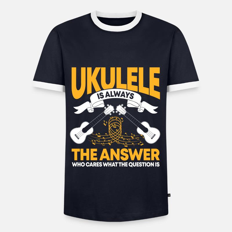 Ukulele - Männer Kontrast-T-Shirt - Navy/Weiß