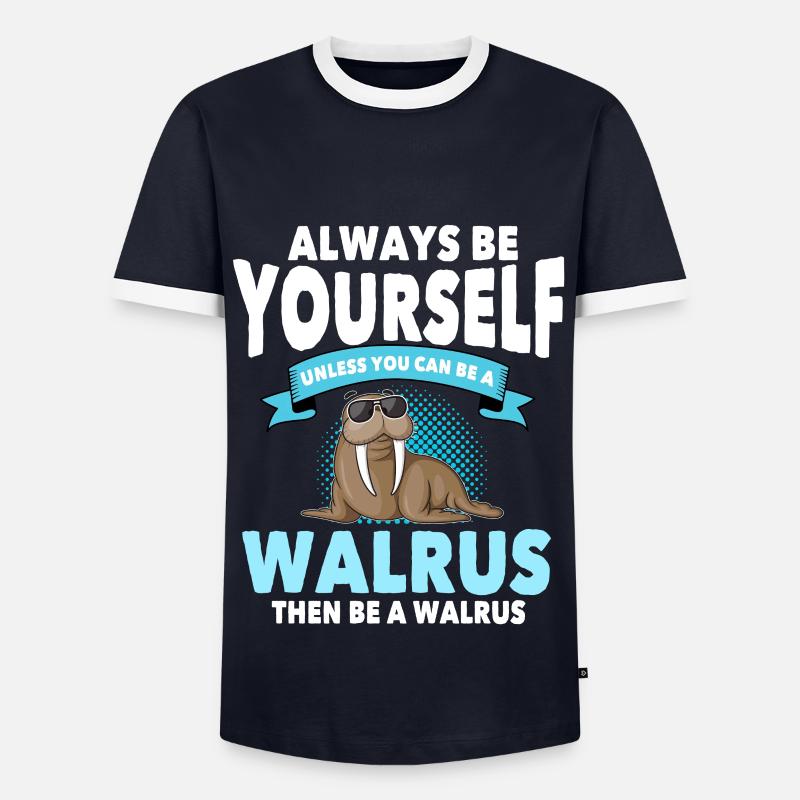 Walrösser - Männer Kontrast-T-Shirt - Navy/Weiß