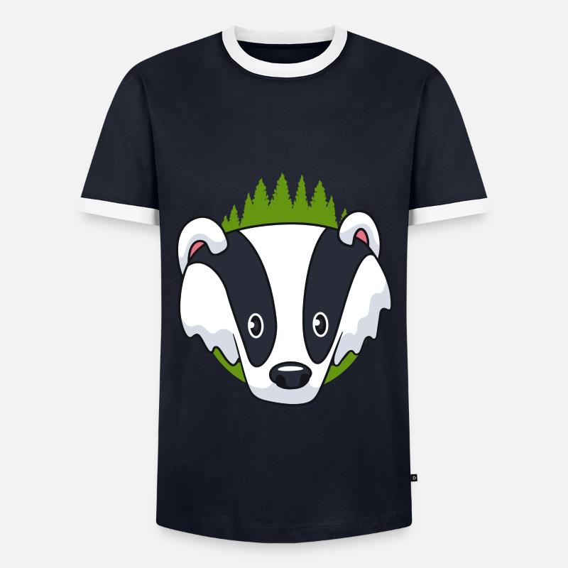 Dachs - Männer Kontrast-T-Shirt - Navy/Weiß 