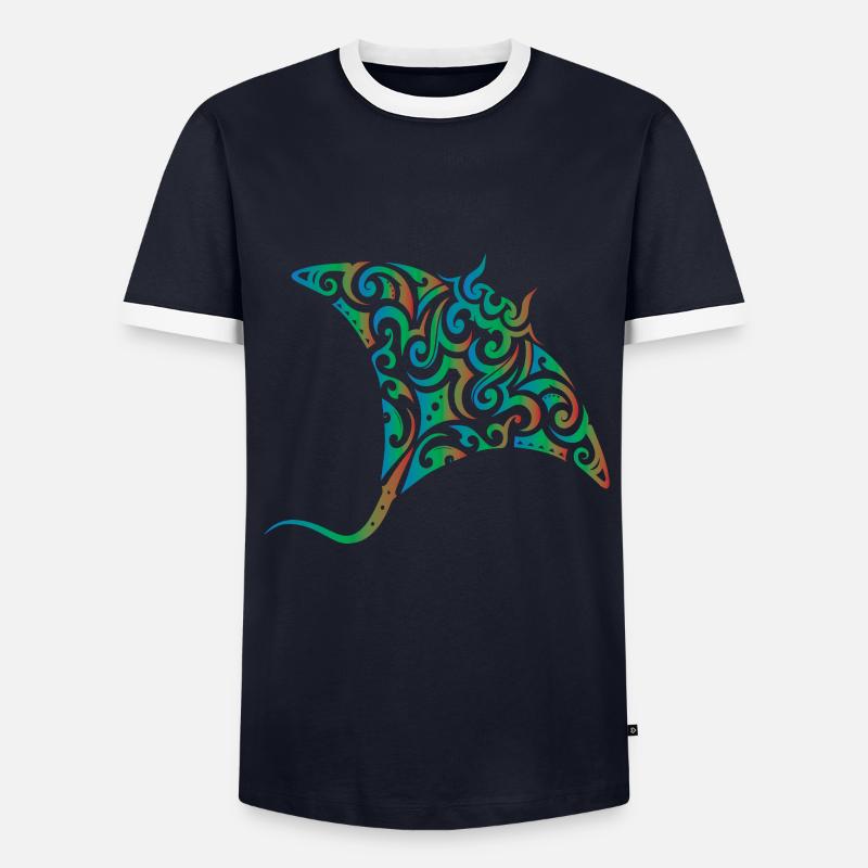 Manta Rochen Geschenk - Männer Kontrast-T-Shirt - Navy/Weiß 