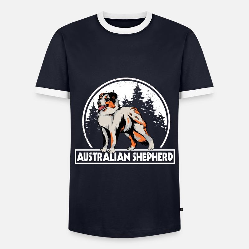 Australian Shepherd - Männer Kontrast-T-Shirt - Navy/Weiß 