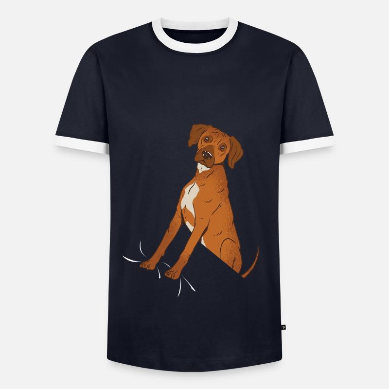 Rhodesian Ridgeback Shirt - Men's Ringer Shirt - navy/white
